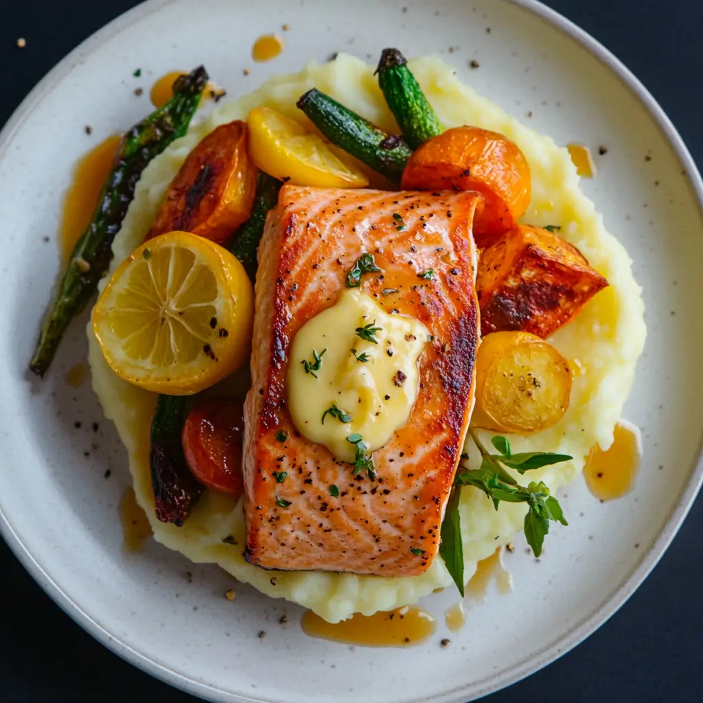 Salmon and mashed potatoes