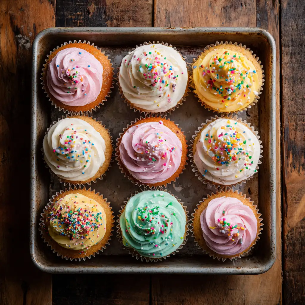 Vegan cupcakes decorated with sprinkles